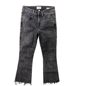 FRAME Le Crop Mini Boot Jeans – Faded Black – Frayed Hem – Size 29